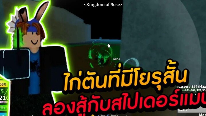 Blox Fruits คนดูให้ไก่ตันที่มีโยรุสั้นลองไปสู้กับสไปเดอร์แมน