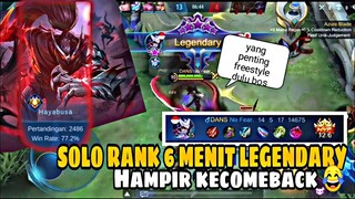 SOLO RANK 6 MENIT LEGENDARY HAMPIR KECOMEBACK - Stenly Hayabusa