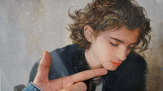 Watercolor painting of a teenager