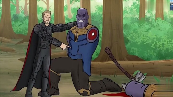 Thanos tells Thor he should strike his head, to which Thor replies: "I think striking the arm would 