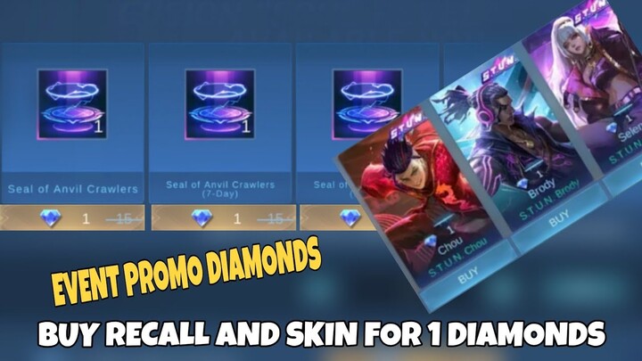 BUY RECALL FOR 1DIAMONDS EVENT PROMO DIAMONDS |mobile legends