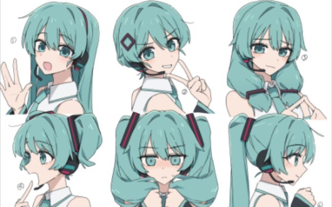 Hatsune Miku with different hairstyles is also cute