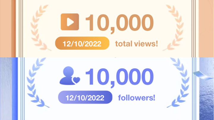 [Achievement Reached (2/N)] Congratulate ME on 10,000 total views and 10,000 followers at Bilibili😘