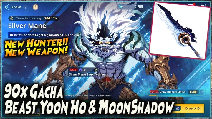 90x GACHA NEW "SILVER MANE YOON HO" & MOONSHADOW "JIN WOO NEW WEAPON" 🔥 SOLO LEVELING ARISE