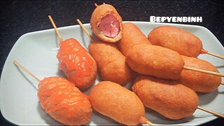 HOT DOG MINI. CÁCH LÀM HOT DOG NGON RẤT DỄ.  Corn Dog . BẾP YÊN BÌNH