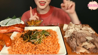 Mì trộn ức bò, thịt ba chỉ, xúc xích Kielbasa phần 1 #anngonmoingay