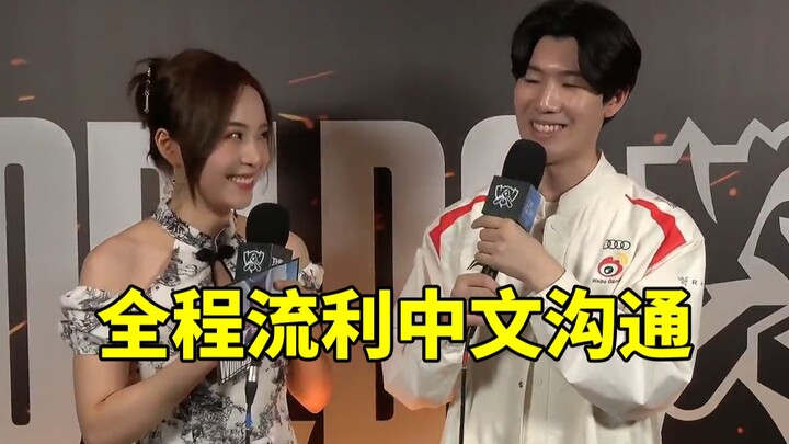After the match, Brother Shy communicated fluently in Chinese throughout the interview: "Winning 3-0