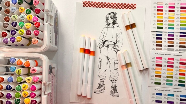 Marker Coloring in My Sketchbook (Ohuhu) ASMR Coloring