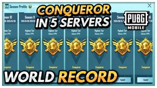 CONQUEROR IN 5 SERVERS - WORLD RECORD | PUBG MOBILE