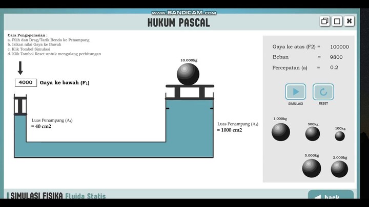 Contoh Media Interaktif Simulasi Hukum Pascal Fisika dengan Flash