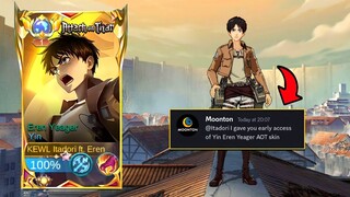 NEW SKIN YIN EREN YEAGER ATTACK ON TITAN SKIN!!😱 (early access)