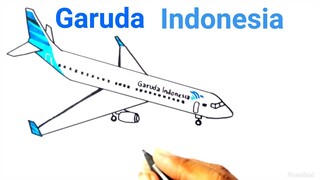 Pesawat Garuda Indonesia - Cara Menggambar Pesawat Terbang Garuda Indonesia Sangat Mudah #327