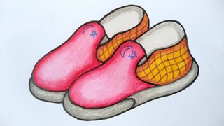Cara menggambar dan mewarnai sepatu || Menggambar sepatu yang mudah