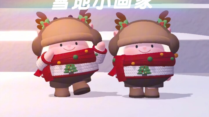 Cute Little Painter in the Snow