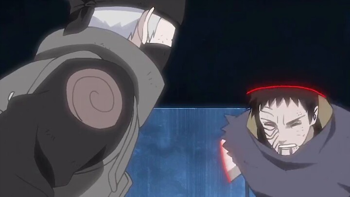 Obito yang melakukan perjalanan waktu dan Obito yang terlahir kembali bertemu