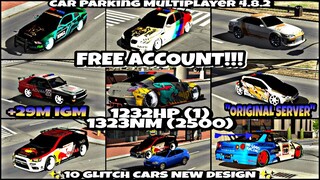 || Car Parking Multiplayer 4.8.2 || Free Account Giveaway || 10 Glitch Cars New Design