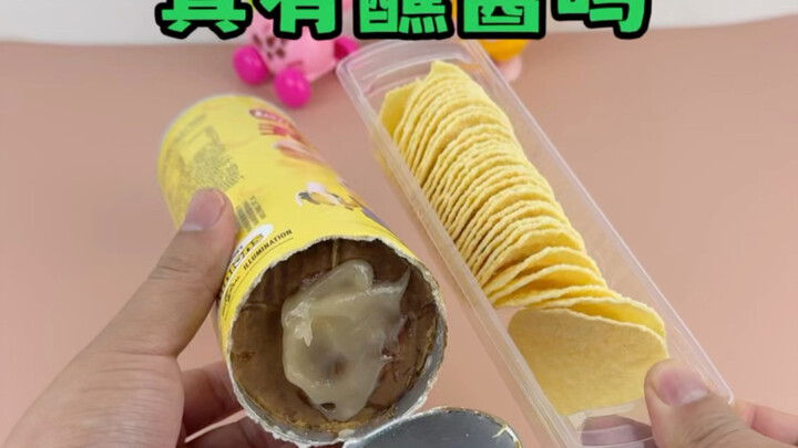 Dipping sauce dispensed from the bottom of the potato chips