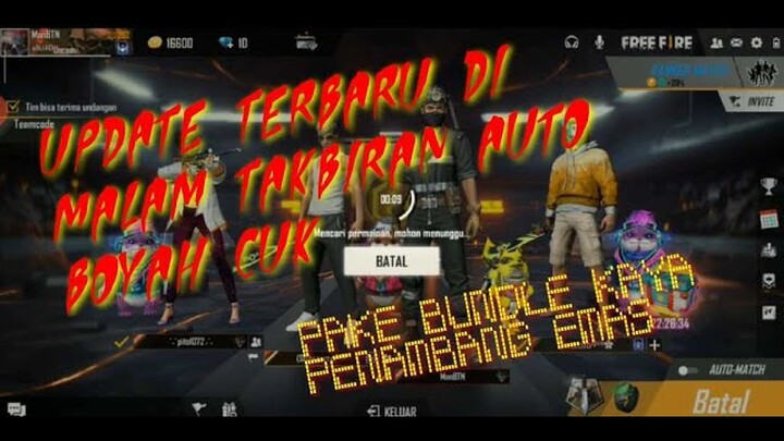 UPDATE TERBARU DI MALAM TAKBIRAN PAKAI BUNDLE KAYA PENAMBANG EMAS - GARENA FREE FIRE
