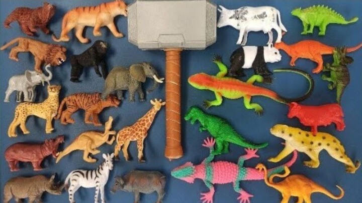 Mereview Mainan Hewan Sapi, Panda, Badak, Buaya, Banteng, Dinosaurus T-rex, Maca