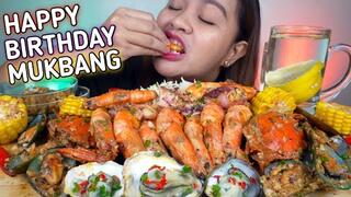 SEAFOODS MIXED IN SALTED EGG and FRESH OYSTER | HAPPY BIRTHDAY MUKBANG