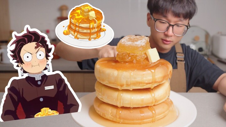Bagaimana cara membuat pancake tebal di "Kimetsu no Yaiba"?