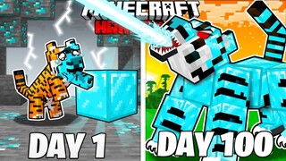 I Survived 100 Days as a DIAMOND TIGER in HARDCORE Minecraft