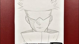 Anime drawing | how to draw Satoru Gojō Step-by-step