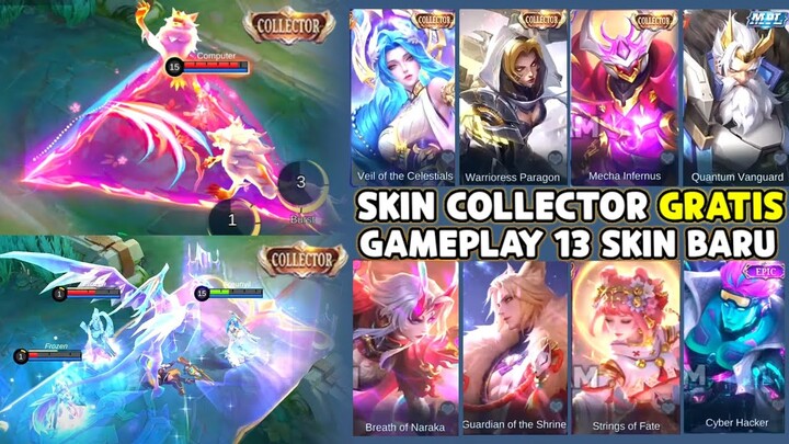 SKIN COLLECTOR GRATIS ! 13 NEW SKIN GAMEPLAY, KISHIN DENSETSU, STARLIGHT, EPIC, MPL