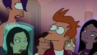 Futurama: The illicit love affair between robots and humans, Fry tearfully clears out his robot girl