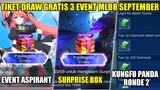 UPDATE 3 EVENT GRATISAN MLBB SEPTEMBER! EVENT ASPIRANT, SURPRISE BOX, KUNGFU PANDA -  Mobile Legends