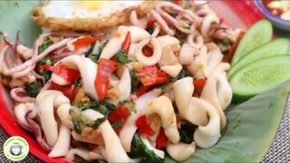 กะเพราหมึก หั่นหมึกให้กินอร่อย นุ่ม วิธีทำไม่ยาก