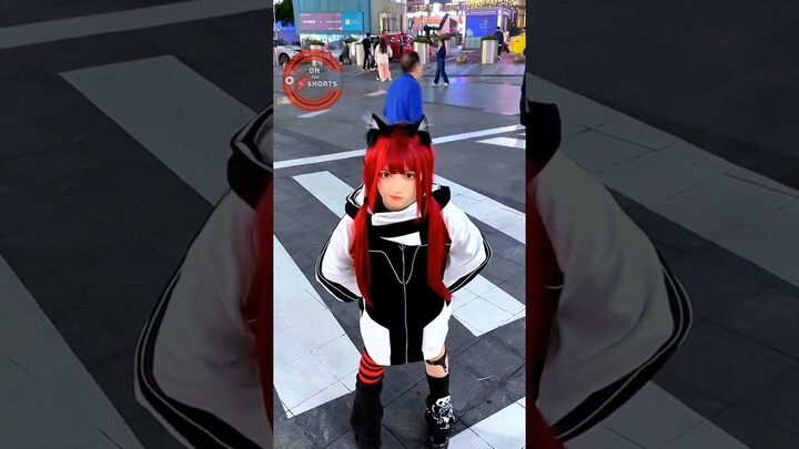 Cat Girl on Public Street So Cute  Cat Girl Cosplay #shorts