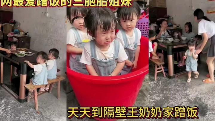 Bộ ba chị em thích ăn ké nhất toàn mạng! Ngày nào cũng sang nhà bà Vương hàng xóm để ăn ké!