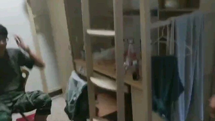 “The Dorm After Learning That Military Training Was Canceled Due to Rain”
