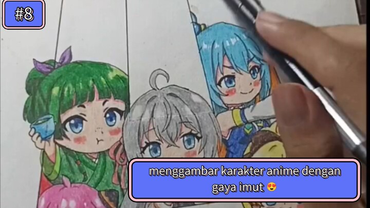 Part 8 | menggambar karakter anime dengan gaya imut yang dimulai dengan huruf "A"