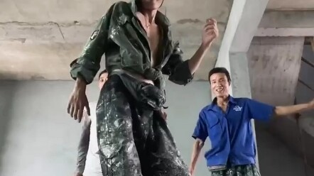 A migrant worker at a construction site has become famous for his dancing skills. How about teaching
