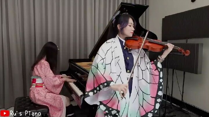 Nezuko and Shinobu play's [Gurenge] Violin and Piano cover. Demon Slayer