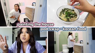 PAINTING THE HOUSE!! pod swap + cooking korean food