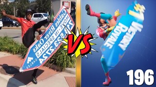 *ALL* 196 FORTNITE DANCES/EMOTES VS REAL LIFE [Sign Spinner, Sad Trombone] *NEW UPDATE SEASON 9*