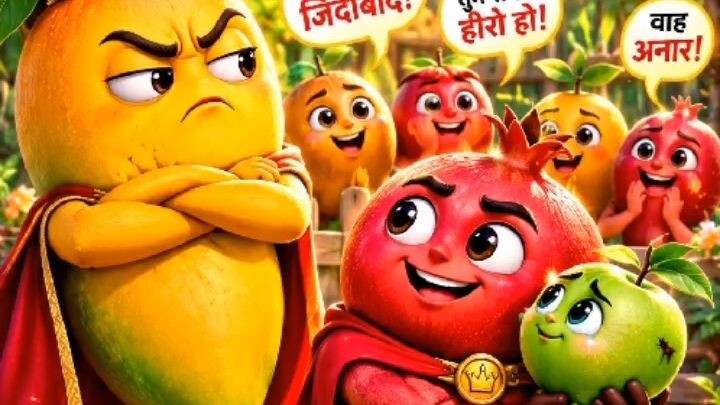 “👑🥭 फलों का राजा आम घमंड में चूर⚔️ #youtubeshorts #aianimation #aishorts #familystory #hearttouchi