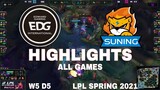 Highlight EDG vs SN (All Game) LPL Mùa Xuân 2021 | LPL Spring 2021 | Edward Gaming vs Suning