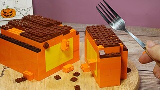 LEGO PUMPKIN PIE ในชีวิตจริง 🎃 สูตรฮาโลวีน หยุดการเคลื่อนไหวทำอาหาร ASMR 4K