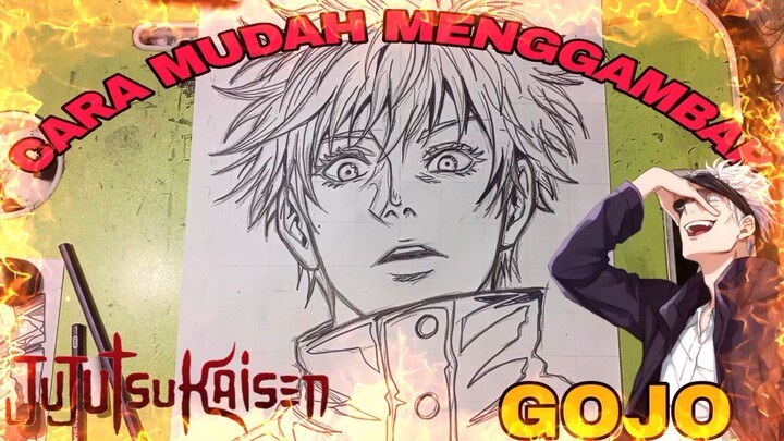 cara mudah menggambar GOJO Satoru dari anime jujutsu kaisen