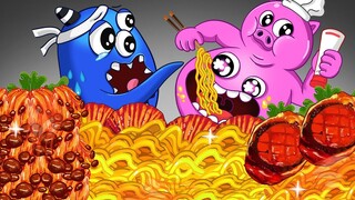 Garten Of Banban 3 Cooking Korean Food: Spicy Noodles & Enoki Mushroom | ASMR Mukbang