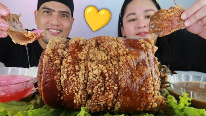 PINAPUTUKANG LECHON BELLY ROLL + PICKLED GARLIC | PUTOK BATOK FILIPINO FOOD | MUKBANG PHILIPPINES