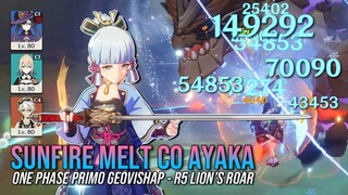 SUNFIRE MELT C0 Ayaka [R5 Lion's Roar] ONE PHASES Primo Geovishap (NO FOOD BUFFS)  | Genshin Impact