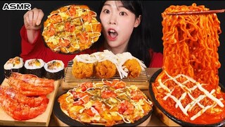 ASMR MUKBANG| 직접 만든 떡볶이 양념치킨 피자 먹방 & 레시피 FRIED CHICKEN AND Tteokbokki EATING