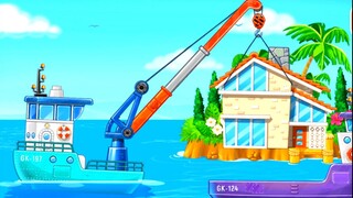 Trò chơi vui nhộn - Lắp ráp ô tô,tàu thuyền, máy cẩu,máy cần cẩu -  xây nhà dưới biểnI Game giáo dục