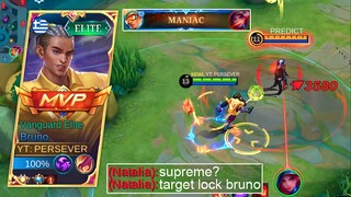 ENEMY NATALIA TARGET LOCK ME BEACAUSE I SUPREME!! | BRUNO BEST BUILD AND EMBLEM SET 2022 - MLBB