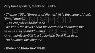 ONE PIECE CHAPTER 1054 CONFIRMED SPOILERS!